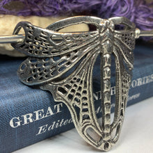 Load image into Gallery viewer, Dragonfly Hair Slide, Celtic Barrette, Hair Jewelry, Wiccan Jewelry, Celtic Jewelry, Shawl Pin, Art Deco Jewelry, Bun Holder