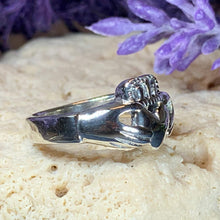 Load image into Gallery viewer, Traditional Irish Claddagh ring symbolizing love, loyalty and friendship. Sterling silver Irish jewelry Celtic Crystal Designs