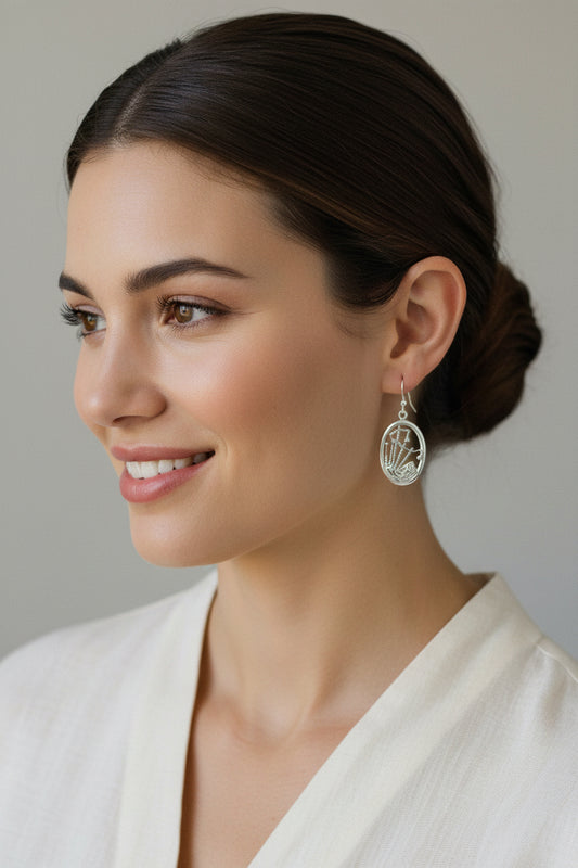 Celtic Bagpipes Earrings in Sterling Silver — view 4