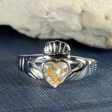 Load image into Gallery viewer, Traditional Irish Claddagh ring symbolizing love, loyalty and friendship. Sterling silver Irish jewelry Celtic Crystal Designs