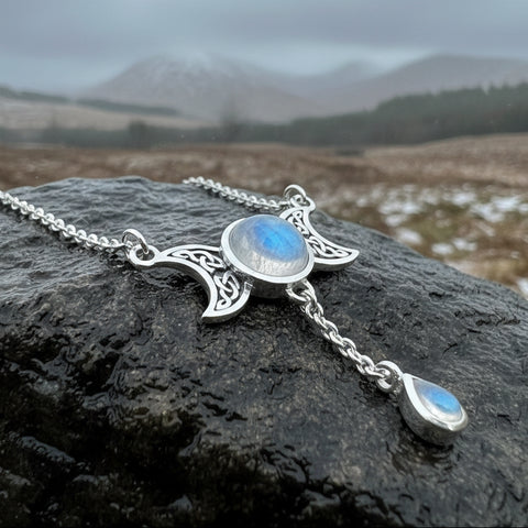 Load image into Gallery viewer, Celtic Moon Necklace in Sterling Silver