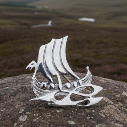 Load image into Gallery viewer, Viking Ship Brooch - Handmade in Scotland
