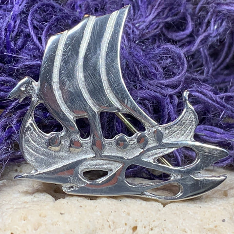 Load image into Gallery viewer, Viking Ship Brooch - Handmade in Scotland