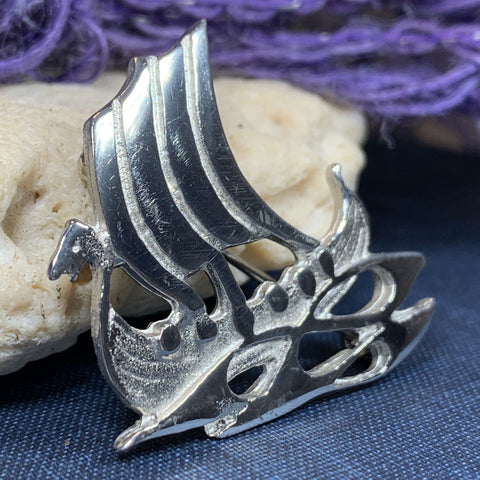 Load image into Gallery viewer, Viking Ship Brooch - Handmade in Scotland