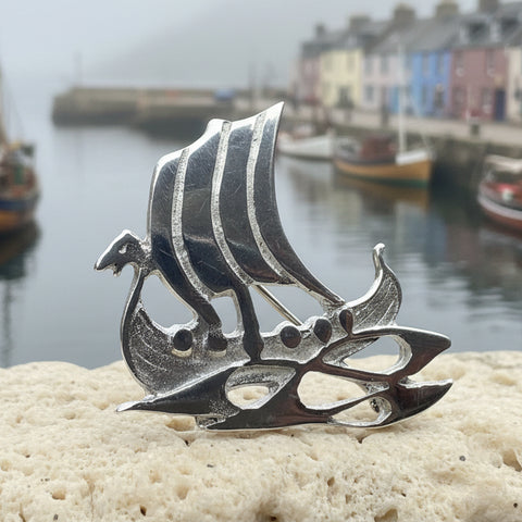 Load image into Gallery viewer, Viking Ship Brooch - Handmade in Scotland