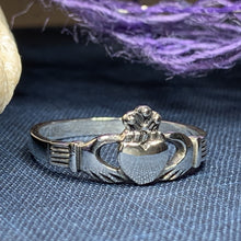 Load image into Gallery viewer, Traditional Irish Claddagh ring symbolizing love, loyalty and friendship. Sterling silver Irish jewelry Celtic Crystal Designs
