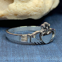 Load image into Gallery viewer, Traditional Irish Claddagh ring symbolizing love, loyalty and friendship. Sterling silver Irish jewelry Celtic Crystal Designs