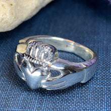 Load image into Gallery viewer, Traditional Irish Claddagh ring symbolizing love, loyalty and friendship. Sterling silver Irish jewelry Celtic Crystal Designs
