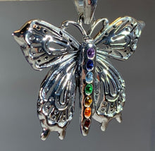 Load image into Gallery viewer, Butterfly Necklace, Celtic Jewelry, Insect Jewelry, Rainbow Pendant, Chakra Jewelry, Mom Gift, Nature Jewelry, Anniversary Gift, Wife Gift
