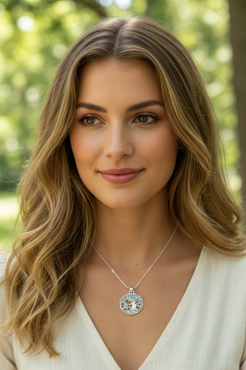 Load image into Gallery viewer, Solstice Tree of Life Silver Necklace 03