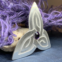 Load image into Gallery viewer, Trinity Knot Crystal Brooch
