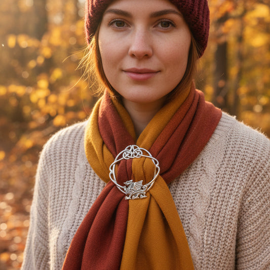 Pewter Welsh Dragon Scarf Ring - Handmade in England