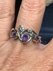 Wild Irish Rose Ring, Silver Boho Ring, Irish Ring, Garnet Jewelry, Celtic Jewelry, Anniversary Gift, Wiccan Jewelry, Wife Gift, Flower Ring
