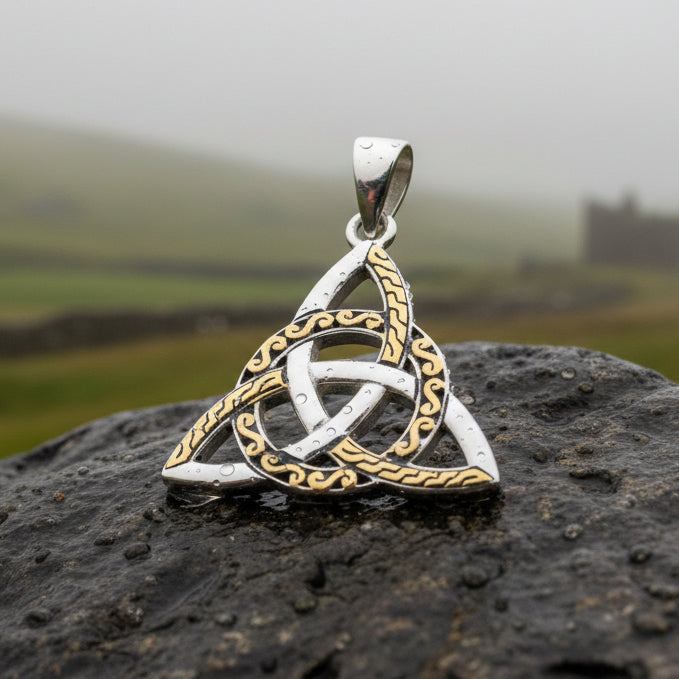Larina Celtic Trinity Knot Necklace in Sterling Silver — view 7