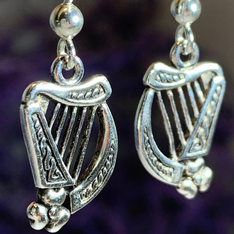 Load image into Gallery viewer, Sarai Irish Harp Earrings in Sterling Silver