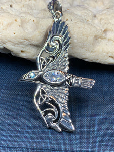 Celtic Raven Necklace, Wiccan Jewelry, Crow Pendant, Irish Jewelry, Bird Jewelry, Pagan Jewelry, Viking Jewelry, Poe Jewelry, Gothic Jewelry
