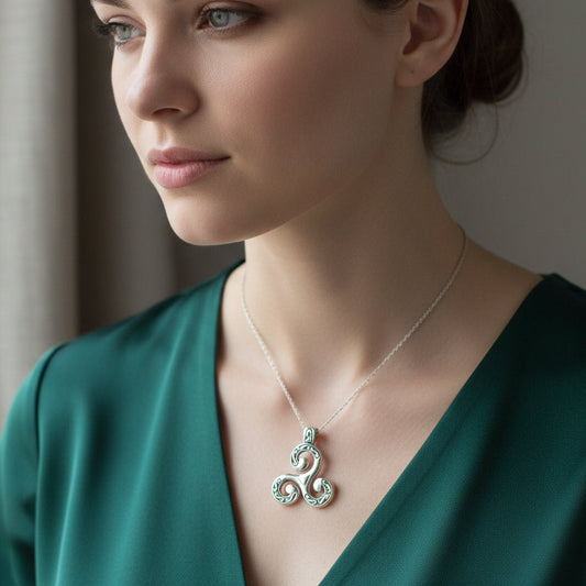 Celtic Triskele Necklace in Sterling Silver
