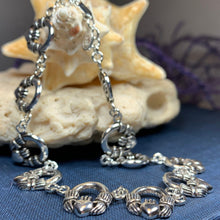 Load image into Gallery viewer, Claddagh Bracelet, Irish Jewelry, Celtic Bracelet, Bridal Jewelry, Girlfriend Gift, Wife Gift, Heart Jewelry, Ireland Gift, Anniversary Gift