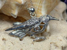 Load image into Gallery viewer, Raven Necklace, Wiccan Jewelry, Crow Pendant, Black Bird Pendant, Bird Jewelry, Pagan Jewelry, Nature Lover, Poe Jewelry, Gothic Jewelry