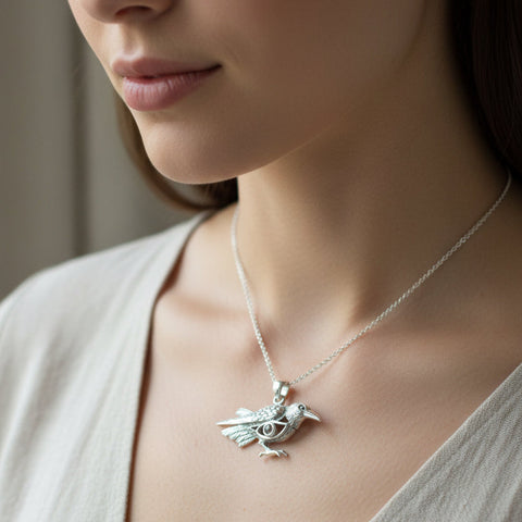 Load image into Gallery viewer, Raven Necklace, Wiccan Jewelry, Crow Pendant, Black Bird Pendant, Bird Jewelry, Pagan Jewelry, Nature Lover, Poe Jewelry, Gothic Jewelry