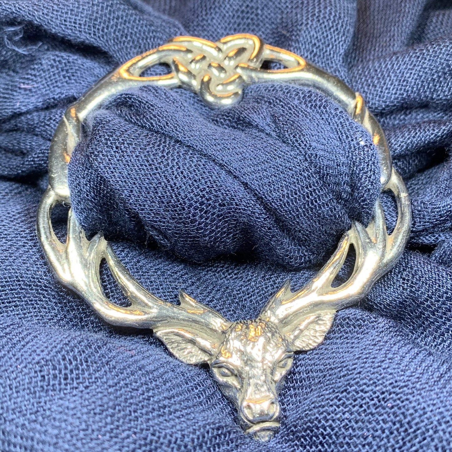 Woodland Stag Pewter Scarf Ring - Handmade in England