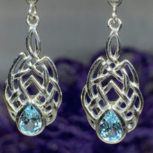 Load image into Gallery viewer, Sterling Silver earrings features traditional Celtic designs symbolizing love and friendship. Perfect gift for Celtic heritage.

