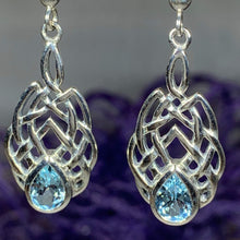 Load image into Gallery viewer, Sterling Silver earrings features traditional Celtic designs symbolizing love and friendship. Perfect gift for Celtic heritage.