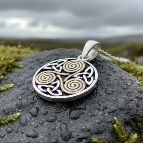 Load image into Gallery viewer, Spiral Necklace, Celtic Jewelry, Irish Jewelry, Triskele Jewelry, Wiccan Jewelry, Anniversary Gift, Pagan Jewelry, Girlfriend Gift, Mom Gift