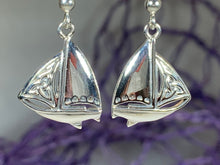 Load image into Gallery viewer, Celtic Sailboat Earrings, Nautical Jewelry, Ship Jewelry, Sailing Jewelry, Beach Jewelry, Ocean Jewelry, Anniversary Gift, Wife Gift