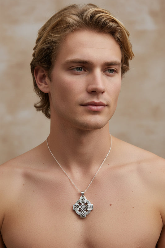 Lyre Celtic Cross Necklace