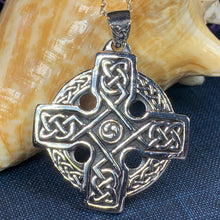 Load image into Gallery viewer, Lyre Celtic Cross Necklace