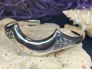 Moon Bracelet, Celtic Jewelry, Irish Jewelry, Crescent Moon Jewelry, Celestial Jewelry, Viking Jewelry, Bangle Bracelet, Cuff Bracelet