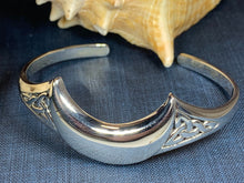 Load image into Gallery viewer, Moon Bracelet, Celtic Jewelry, Irish Jewelry, Crescent Moon Jewelry, Celestial Jewelry, Viking Jewelry, Bangle Bracelet, Cuff Bracelet
