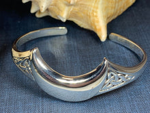 Load image into Gallery viewer, Moon Bracelet, Celtic Jewelry, Irish Jewelry, Crescent Moon Jewelry, Celestial Jewelry, Viking Jewelry, Bangle Bracelet, Cuff Bracelet