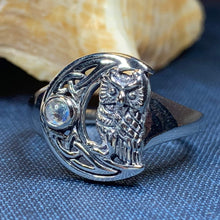 Load image into Gallery viewer, Celtic Owl Moon Ring