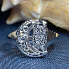 Load image into Gallery viewer, Celtic Owl Moon Ring