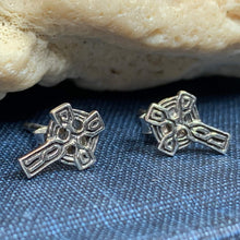 Load image into Gallery viewer, Celtic Cross Stud Earrings, Irish Jewelry, Celtic Jewelry, Anniversary Gift, Trinity Knot Jewelry, Cross Jewelry, Spiritual Jewelry