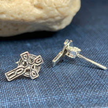 Load image into Gallery viewer, Celtic Cross Stud Earrings, Irish Jewelry, Celtic Jewelry, Anniversary Gift, Trinity Knot Jewelry, Cross Jewelry, Spiritual Jewelry