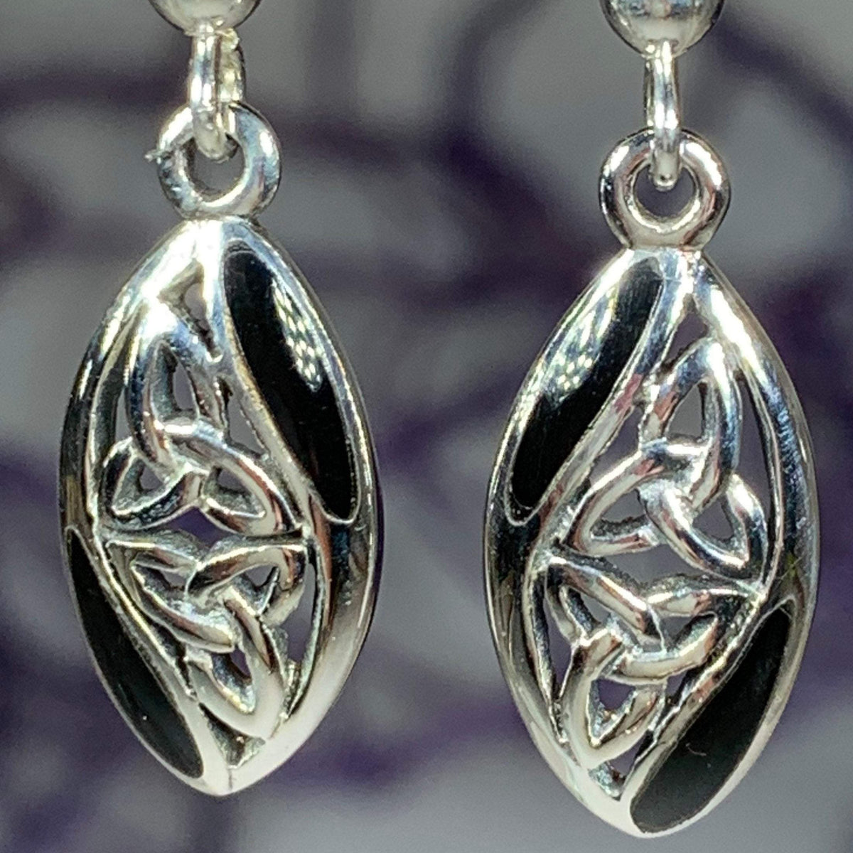 Tara Celtic Trinity Knot Earrings in Sterling Silver — view 9