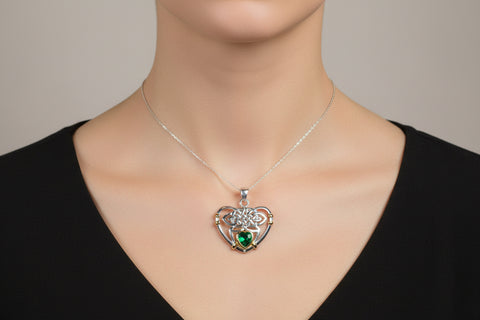 Load image into Gallery viewer, Celtic Embrace Heart Necklace in Sterling Silver