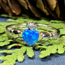 Load image into Gallery viewer, Erline Claddagh Blue Opal Ring