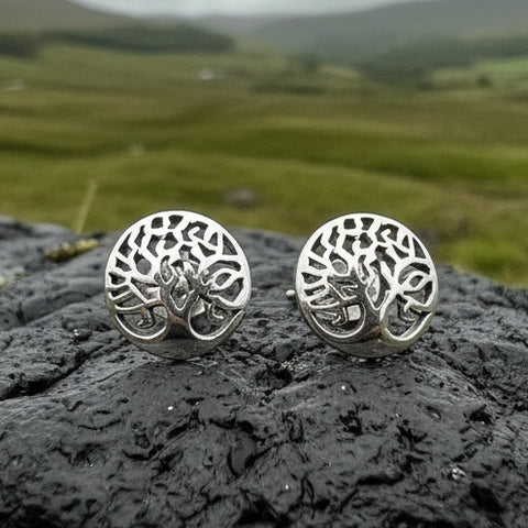 Load image into Gallery viewer, Celtic Tree of Life Stud Earrings in Sterling Silver
