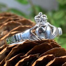 Load image into Gallery viewer, Traditional Irish Claddagh ring symbolizing love, loyalty and friendship. Sterling silver Irish jewelry Celtic Crystal Designs