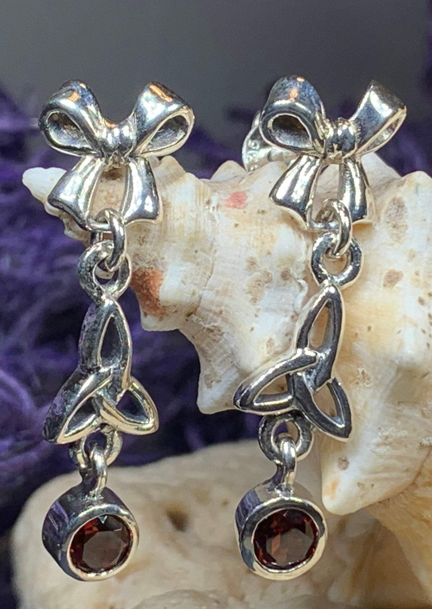 Joy Celtic Trinity Knot Earrings in Sterling Silver — view 11