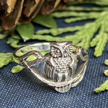 Load image into Gallery viewer, Owl Ring, Bird Jewelry, Owl Jewelry, Nature Jewelry, Celtic Jewelry, Anniversary Gift, Wiccan Jewelry, Pagan Jewelry, Mom Gift, Teacher Gift