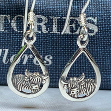 Load image into Gallery viewer, Highland Cow Earrings, Scotland Jewelry, Hairy Coo Gift, Animal Jewelry, Thistle Jewelry, Anniversary Gift, Scottish Gifts, Nature Jewelry