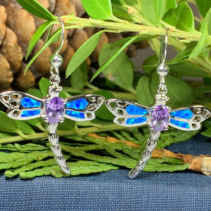 Dragonfly Earrings, Nature Jewelry, Opal Jewelry, Mom Gift, Sister Gift, Outlander Jewelry, Inspirational Gift, Anniversary Gift, Wife Gift
