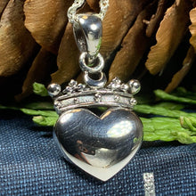 Load image into Gallery viewer, Traditional Irish Claddagh necklace symbolizing love, loyalty and friendship. Sterling silver Irish jewelry Celtic Crystal Designs