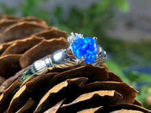 Load image into Gallery viewer, Erline Claddagh Blue Opal Ring