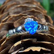 Load image into Gallery viewer, Erline Claddagh Blue Opal Ring